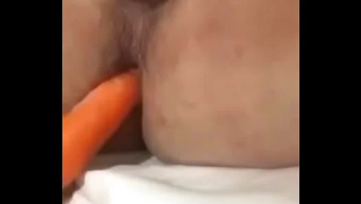 Vibrant Orange Delight Fills His Clenched Rear - Amateur Enjoys Anal Play With a Juicy