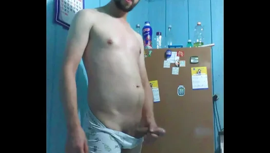 Kitchen Thrust: Hung Stud Rocks a Massive Boner, Solo Flesh Play