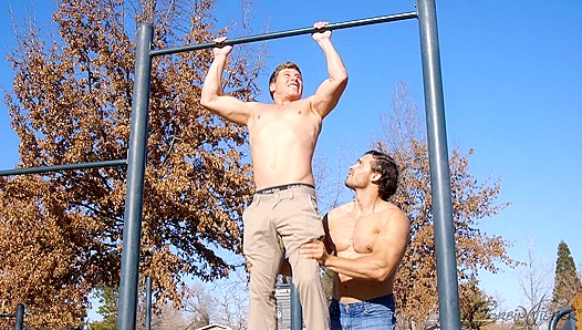 CorbinFishers Exclusive: Rugged Studs Get Down and Dirty in Steamy Outdoor Threesome