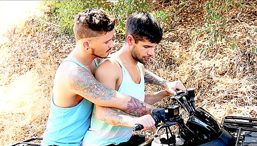 Steamy Forest Fling: Ty Mitchell Devours Seth Knights Muscular Cock Under Open Skies –