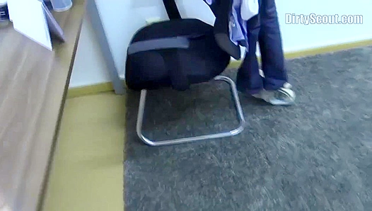 Bowtied Blonde Takes Rear Entry, Enjoys Rough Scout Fucking