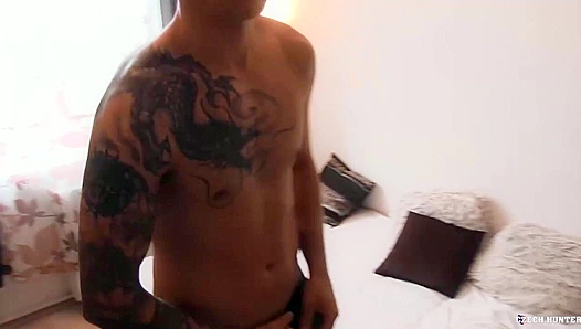 Steamy Threesome Frenzy: Twink Buddies Satisfy Their Lust with Deep DP Action