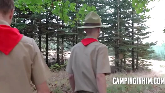 Campfire Cock Worship: Twinks Engage in Messy Fun with Anal Play and Drenched Blowjobs at