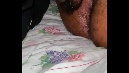Exploring Deeply: Ebony Hunk Delights In Caressing Soft, Damp Hair Down There – 18+