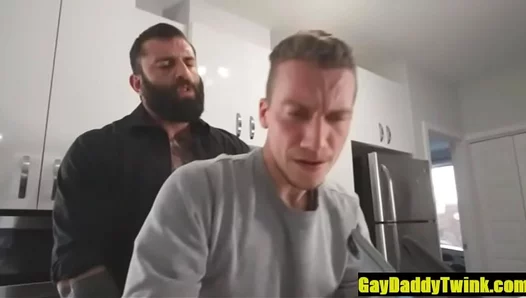 Markus Claims His Boys Tight Hole in a Steamy Kitchen Fuck – Daddy Twink Threeway 18+