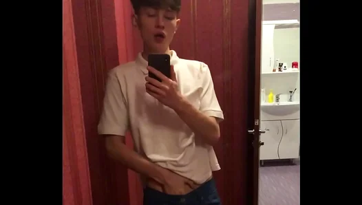 DreamBoys Steamy Solo: 23cm Cock Takes Center Stage in Sensual Masturbatory Mirror Show