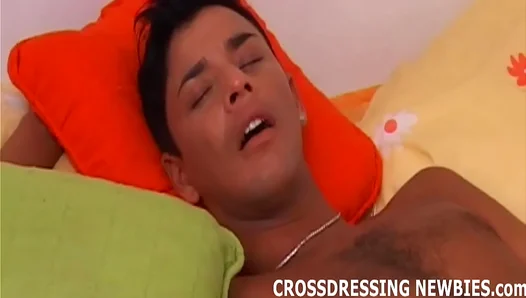 Sensual Lace Panty Tease: Slim, Dressed-to- Boys Lewd Public Self-Licking Orgasm
