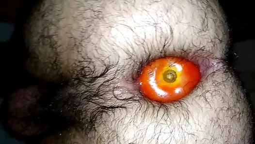Horny Hairy Beefcake Lives Out Tomato Fuck Fantasy in Raw, Raunchy Gay Action