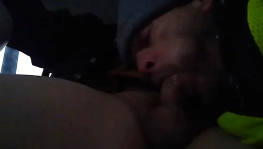 Daddys Morning Rush: Amateur Boy Swallows Load in Car Blowjob