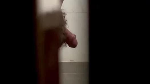 Caught Peering: Enthralled by Hairy Daddys Bulging Shower Cock - Steamy Spy Session