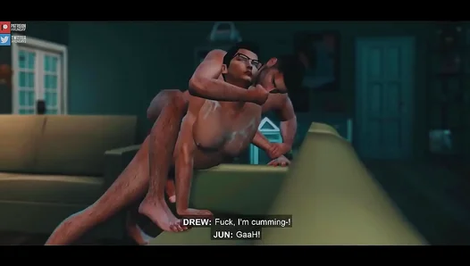 Steamy 3D Animation: Ripped Sim Takes Muscular Dick Deep in Raw Bareback Blow