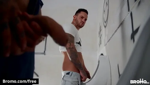 Horny Inked Men Pound Raw at the Urinals - Wild Public Bathroom Threesome