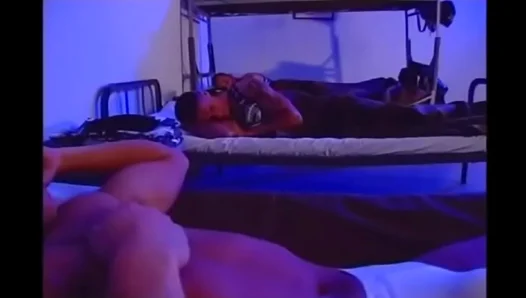 Roughneck Marines Unleash Lust: Steamy Threesome of Tongues Tight Holes