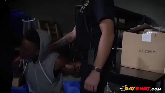 Intense Police Threeway: Cops Ravage Raw-Bottomed Ebony Stud in Lewd Rodeo