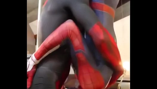 Webbed Wonders Thirsty Throats: Spider-Mans Super Cock Swallows Hard in Lewd Superhero