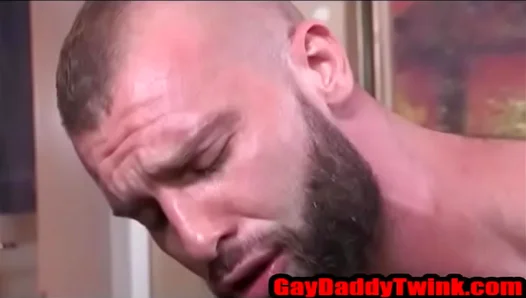 Bearded Daddy Devours Fresh, Virgin Boys Tight HOLE in Sweaty, Musky Bareback Threesome