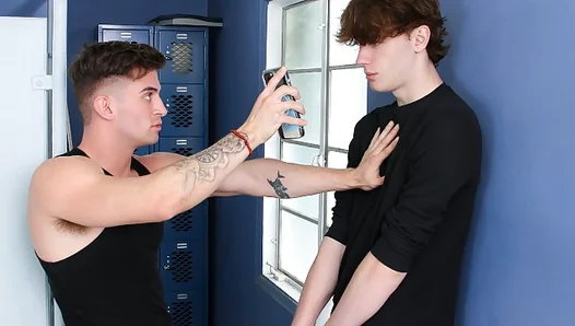 Caught Off Guard, Young Bucks Tight Hole Ravaged in Public Restroom - 18+
