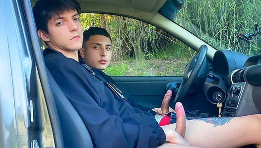 Naughty Young Studs Wild Backseat Fling: Bareback Rodeo in the Rear Seat