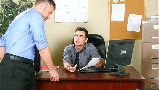 Deep Workplace Threeway: Tristan Phoenix Gets Stretched by Jaxxs Girth – Office Anal
