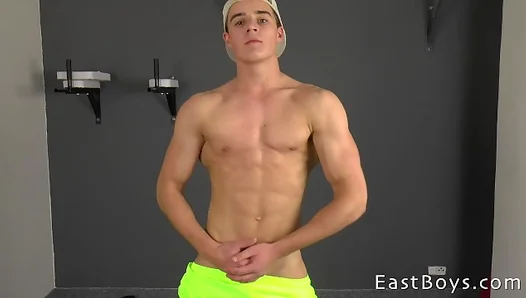 Sweating Hard, Flexing Free: Shirtless Teen Showcases Ripped Body During Steamy Home