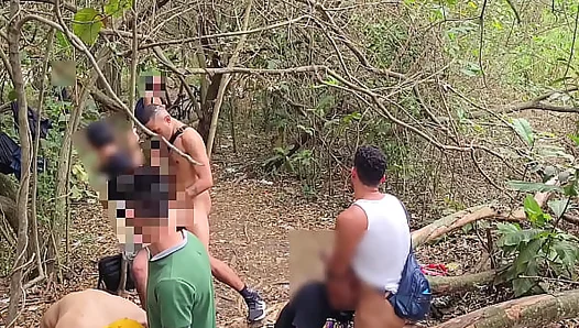 Raunchy Rendezvous Under Canopy: Hung Strangers Thrill in Steamy Forest Frenzy –