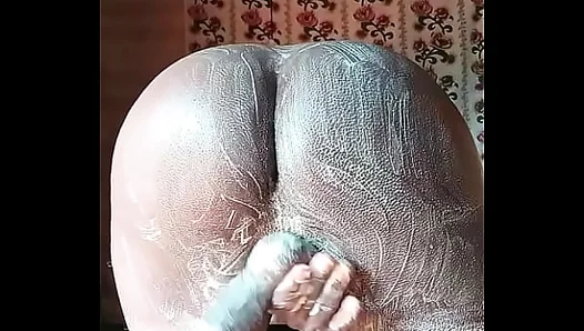 Sultry Soap Play: Jayla254 Fondles Her Plump Cheeks, Rubs Lube Over Juicy Butt – Hot XXX