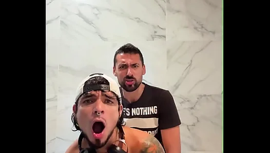 Public Playground: Beefy Stud Pins Teen Boy Down for a Thorough Mall Bathroom Rough-Fuck