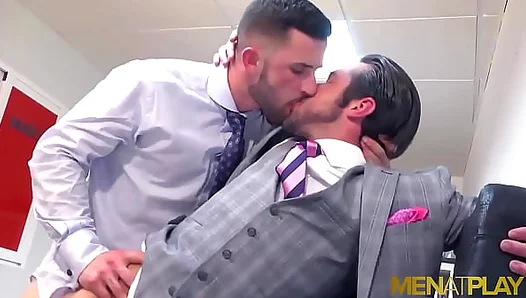 Steamy Suits Unleash Raw Lust: Mike Sunnys Intense Gay Threeway