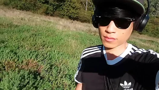 Asian Stud Jon Arteen Exposes Huge Dick, Streams Piss Outside in Lewd Display