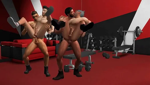Horny Fitness Frenzy: Thick-Skinned Sim Dudes Overcome Inhibitions for a Wild Gym Group