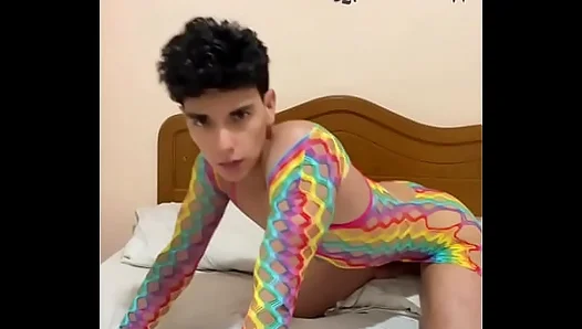 Dainty Dress, Delicate Touches: Innocent-Looking Boy Plays with Himself in Seductive Slow