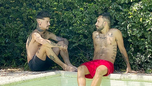 Tattooed Latino Steam Ignites by the Pool - Kendro Milos Sizzling 18+ Tryst