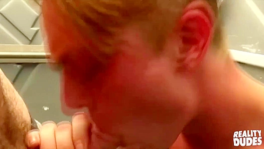 Blonde Teen Dream Ken Gags on Daddys Thick Meat, Deep-Throating His Chasing Stud
