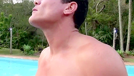 Poolside Perversion Ignites: Arnold Poaxs Hung Rump Takes Dual Dicks –