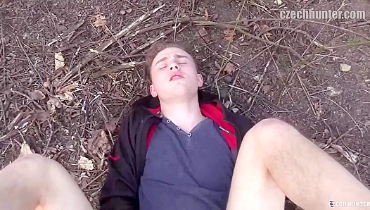 Rugged Czech Beast Unleashes Thick Load on Subs Innocent Face in Outdoor Threesome -