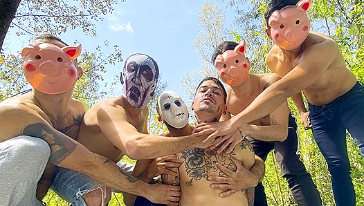 Moonlit Masquerade Mayhem: Masked Men Unleash Their Lust for Raw Outdoor Gay Orgy –