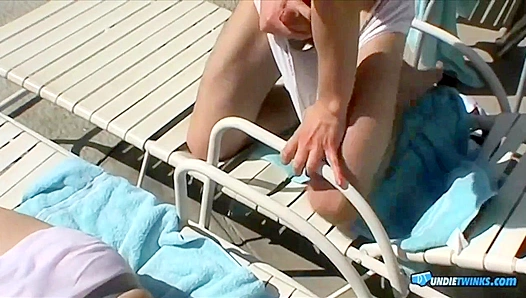 Jock Straps Dropping, Twins Share Steamy Blowjob Kisses by the Pool – TinyGays 18+