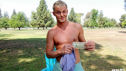Curly Blonde Virgin Tops Off after Ass Play Debut with Straight Hunk