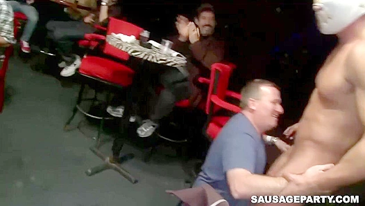 Massive Dick Strippers Sausage Fest: He Takes On The Entire Gay Crew