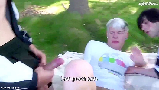 Blond Cutie Devours Hungry Jock Meat - Threesome Raw Rampage at Staxus