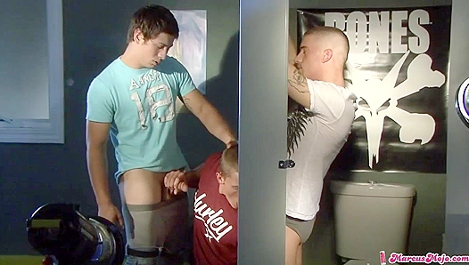 Backstage Blowup: Sizzling Threesome Ignites On Camera – GayPornFlix 18+
