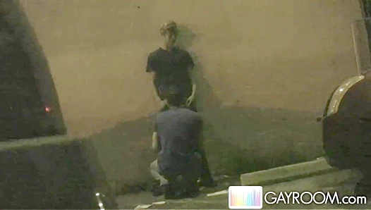 Steamy Street Blowout: Dylan Swallows Huge Load in Public - GayXXX